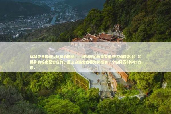 你是否曾经有过这样的困惑——补财库的数量究竟应该如何查找？如果你的答案是肯定的，那么这篇文章将为你提供一个实用而科学的方法。